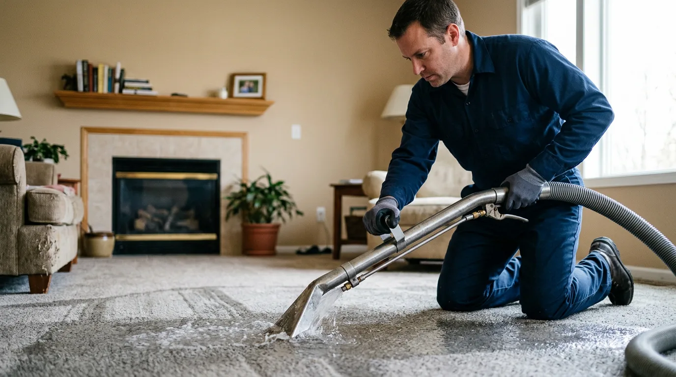 Water damage restoration technician working near Harsens Island, MI